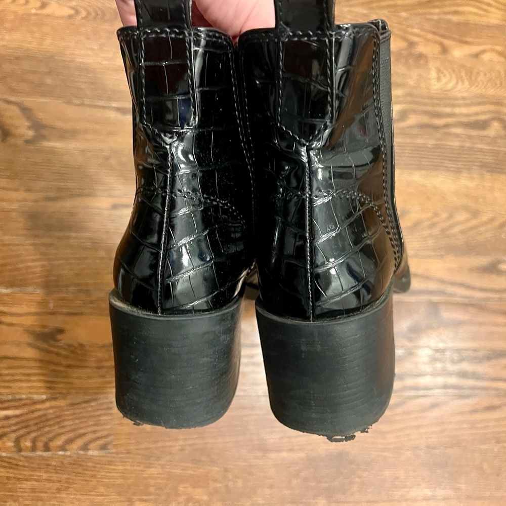 Black Croc-Embossed Ankle Boots - Picture 9 of 9